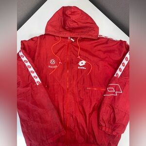 Kansas Jayhawks Vintage Lotto Italia Soccer Jacket with Hood Full Zip Size XL